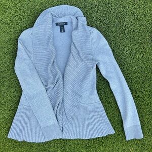 White House Black Market Silver Metallic Shimmer Open Cardigan Size Extra Small